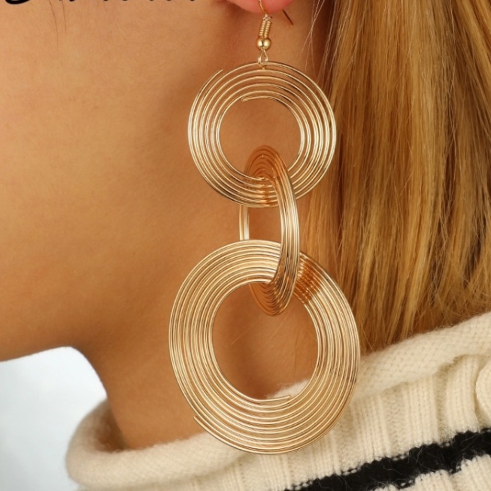 NEW 3 Hoop Earrings Gold Tone Silver Tone Drop Earrings